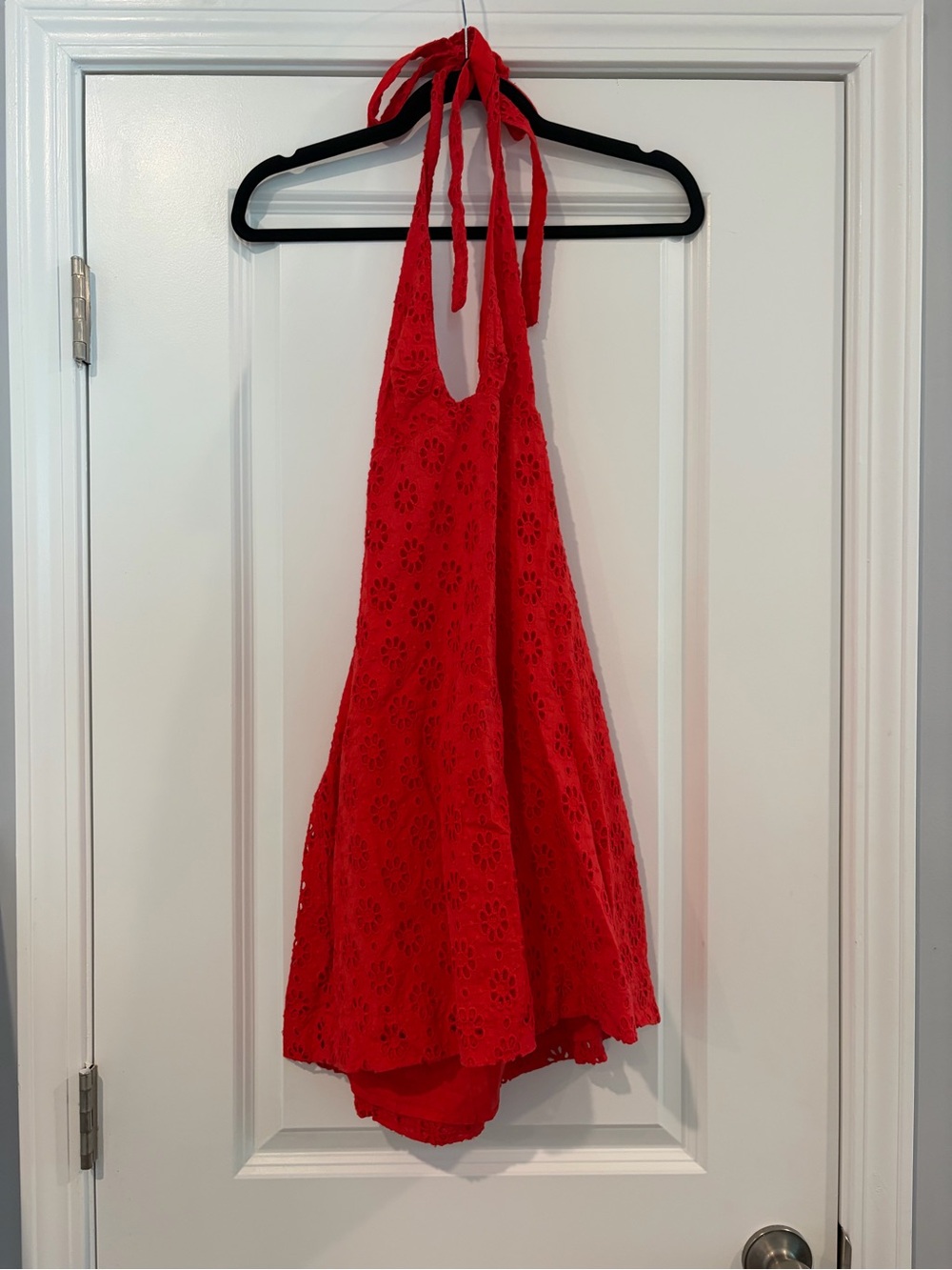 Free People Red Eyelet Halter Slip Dress - Picture 5 of 7